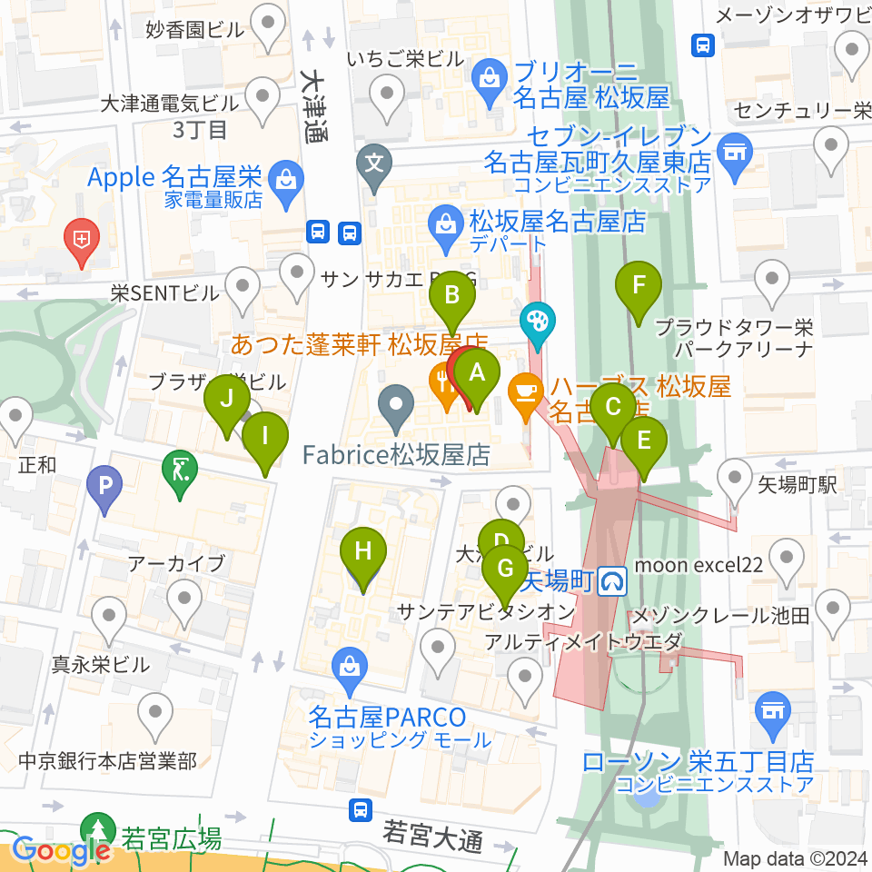 松坂屋美術館周辺の駐車場・コインパーキング一覧地図