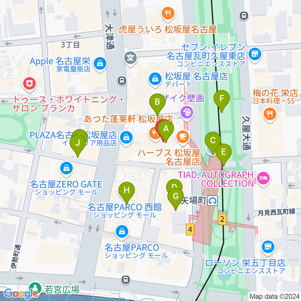 松坂屋美術館周辺の駐車場・コインパーキング一覧地図