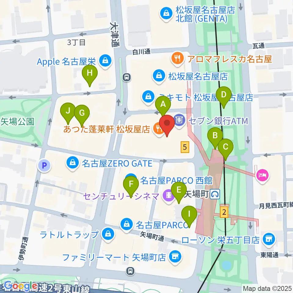松坂屋美術館周辺の駐車場・コインパーキング一覧地図