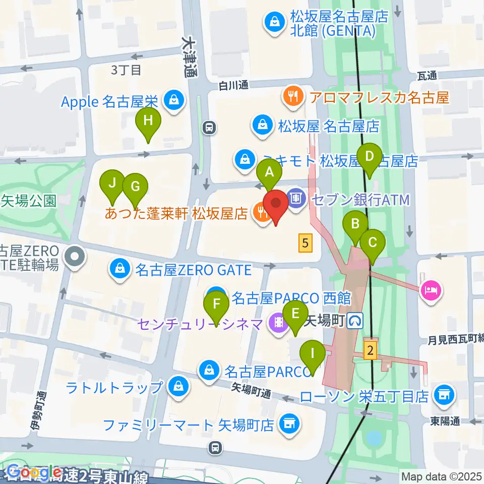 松坂屋美術館周辺の駐車場・コインパーキング一覧地図
