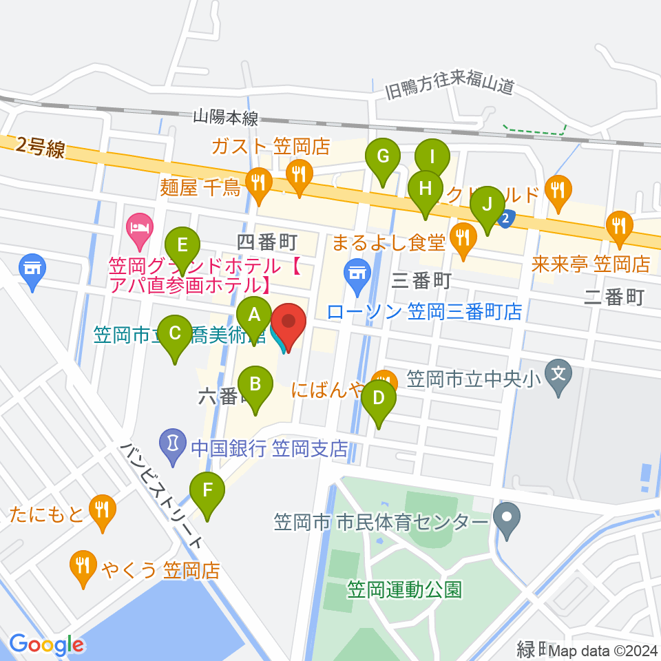 笠岡市立竹喬美術館周辺の駐車場・コインパーキング一覧地図