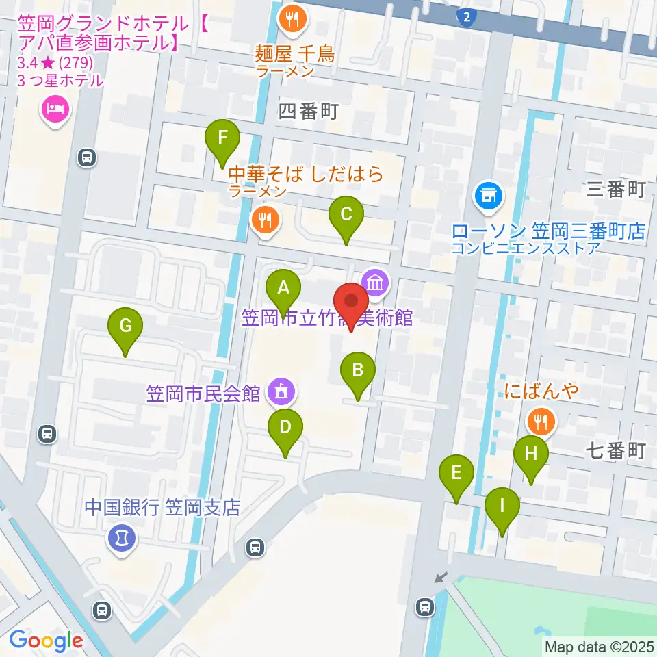 笠岡市立竹喬美術館周辺の駐車場・コインパーキング一覧地図