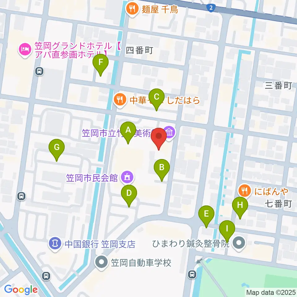 笠岡市立竹喬美術館周辺の駐車場・コインパーキング一覧地図