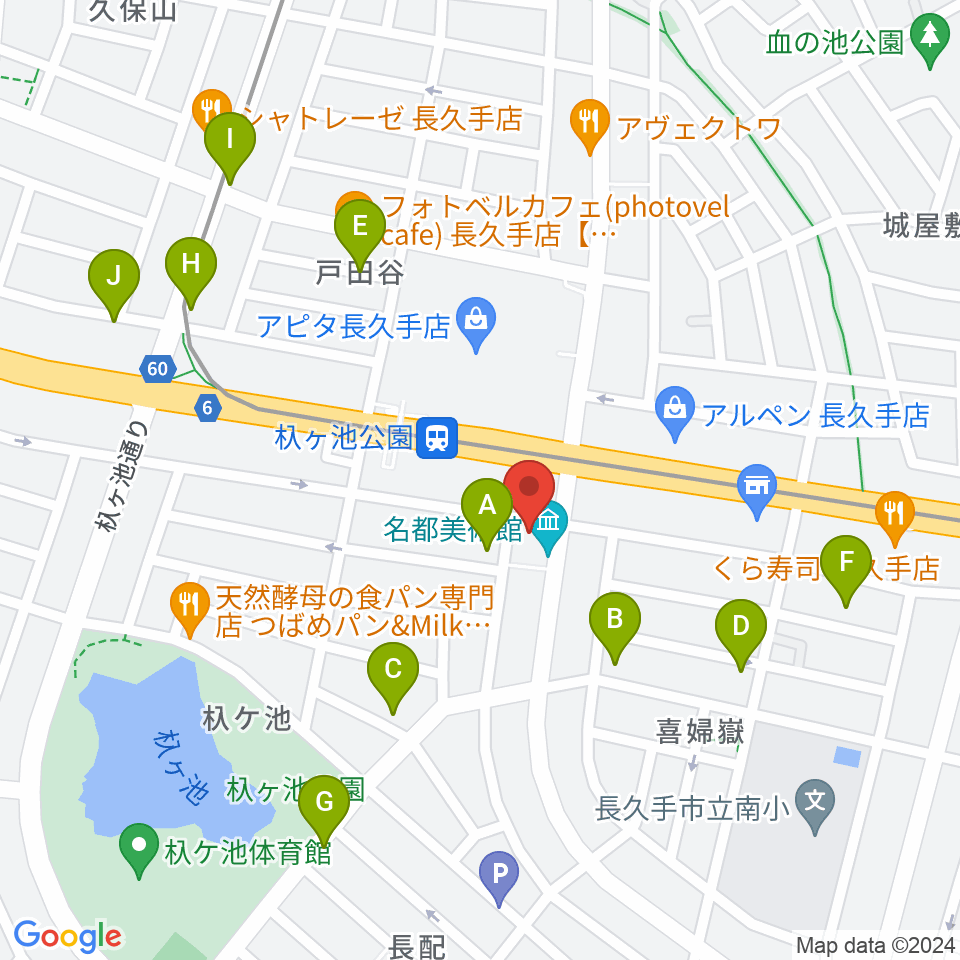 名都美術館周辺の駐車場・コインパーキング一覧地図