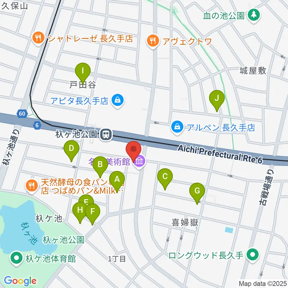 名都美術館周辺の駐車場・コインパーキング一覧地図