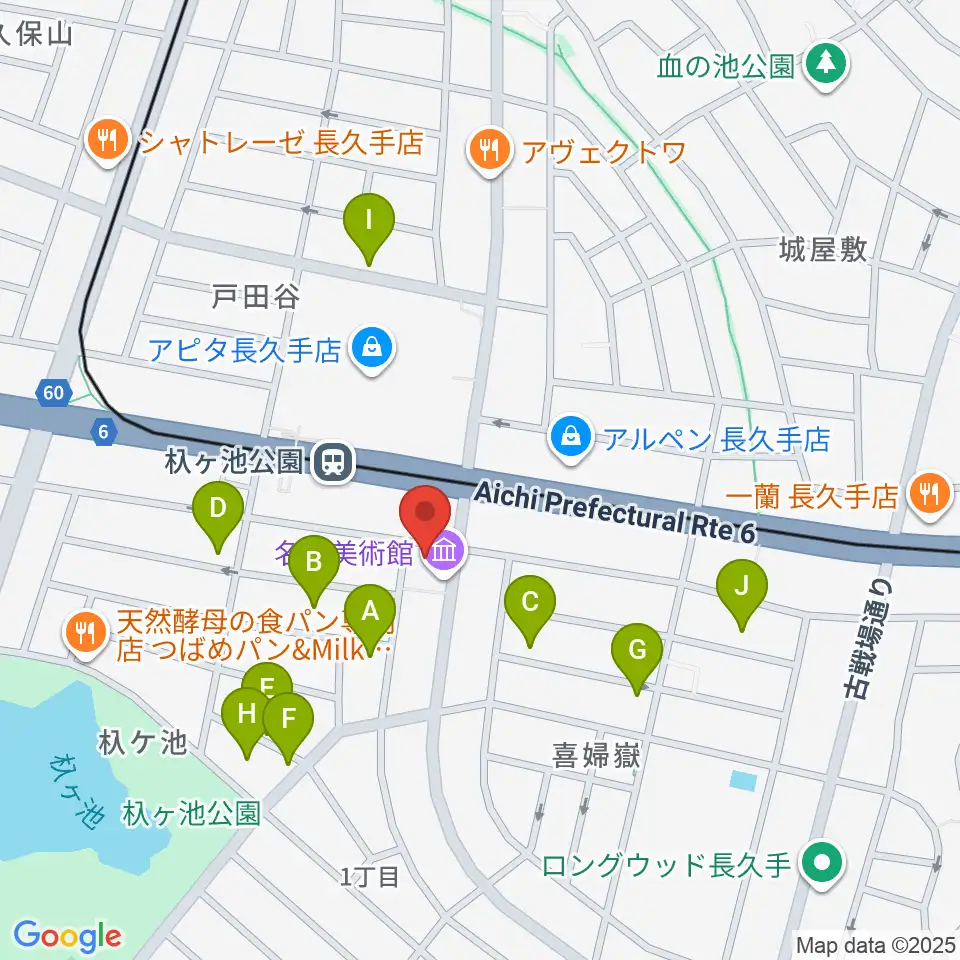 名都美術館周辺の駐車場・コインパーキング一覧地図