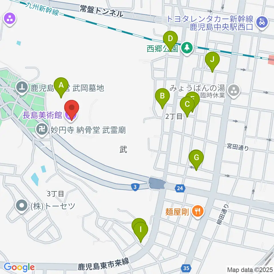 長島美術館周辺の駐車場・コインパーキング一覧地図