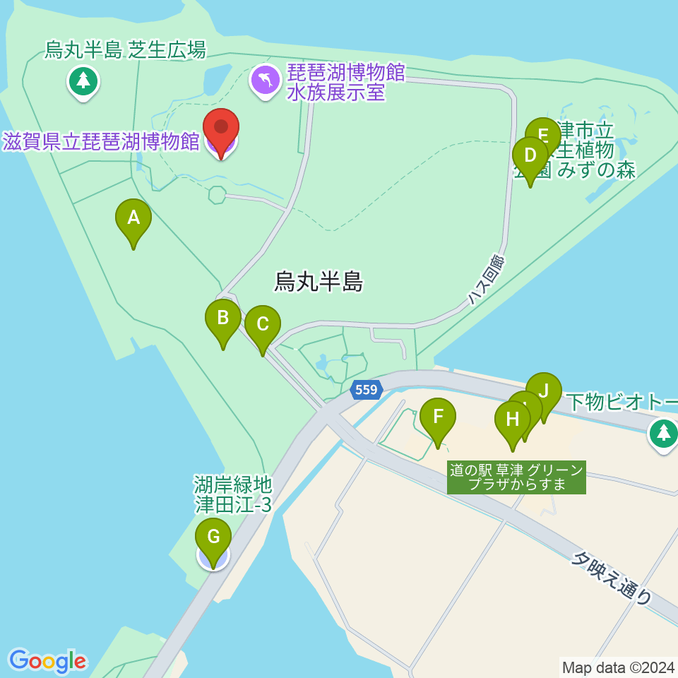 滋賀県立琵琶湖博物館周辺の駐車場・コインパーキング一覧地図