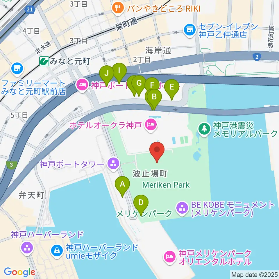 神戸海洋博物館周辺の駐車場・コインパーキング一覧地図