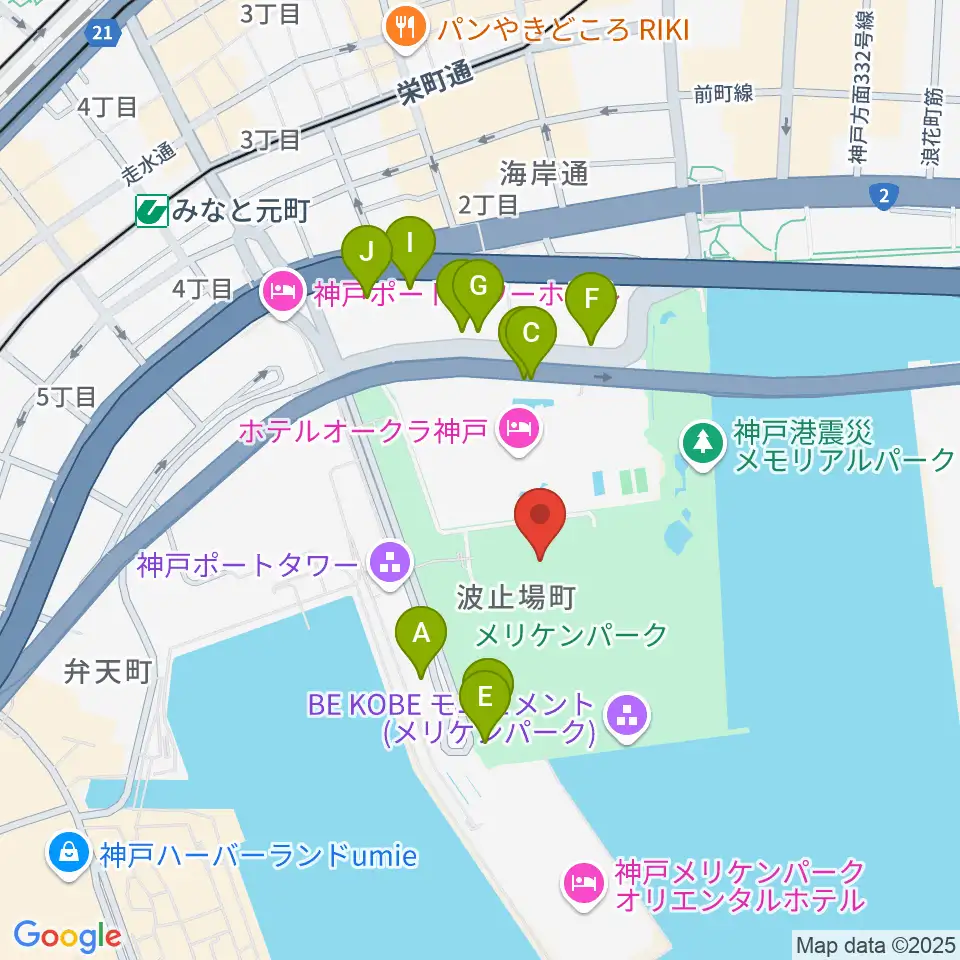 神戸海洋博物館周辺の駐車場・コインパーキング一覧地図