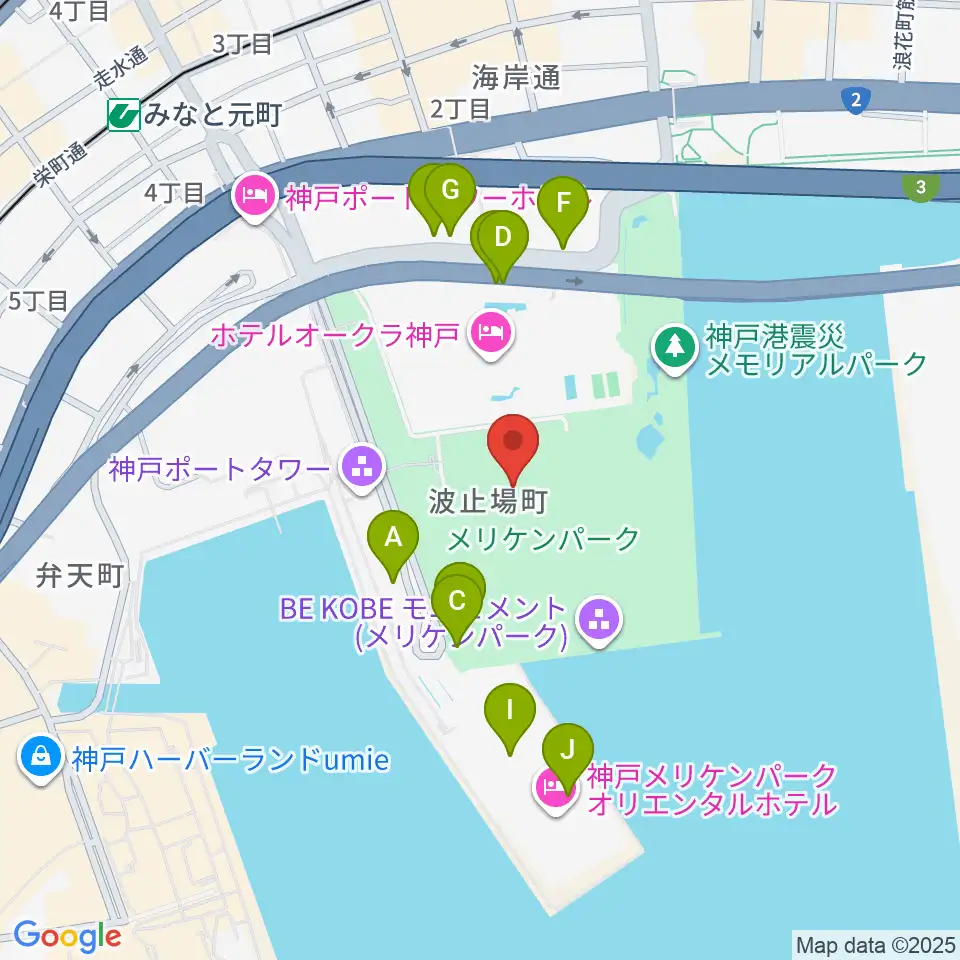 神戸海洋博物館周辺の駐車場・コインパーキング一覧地図