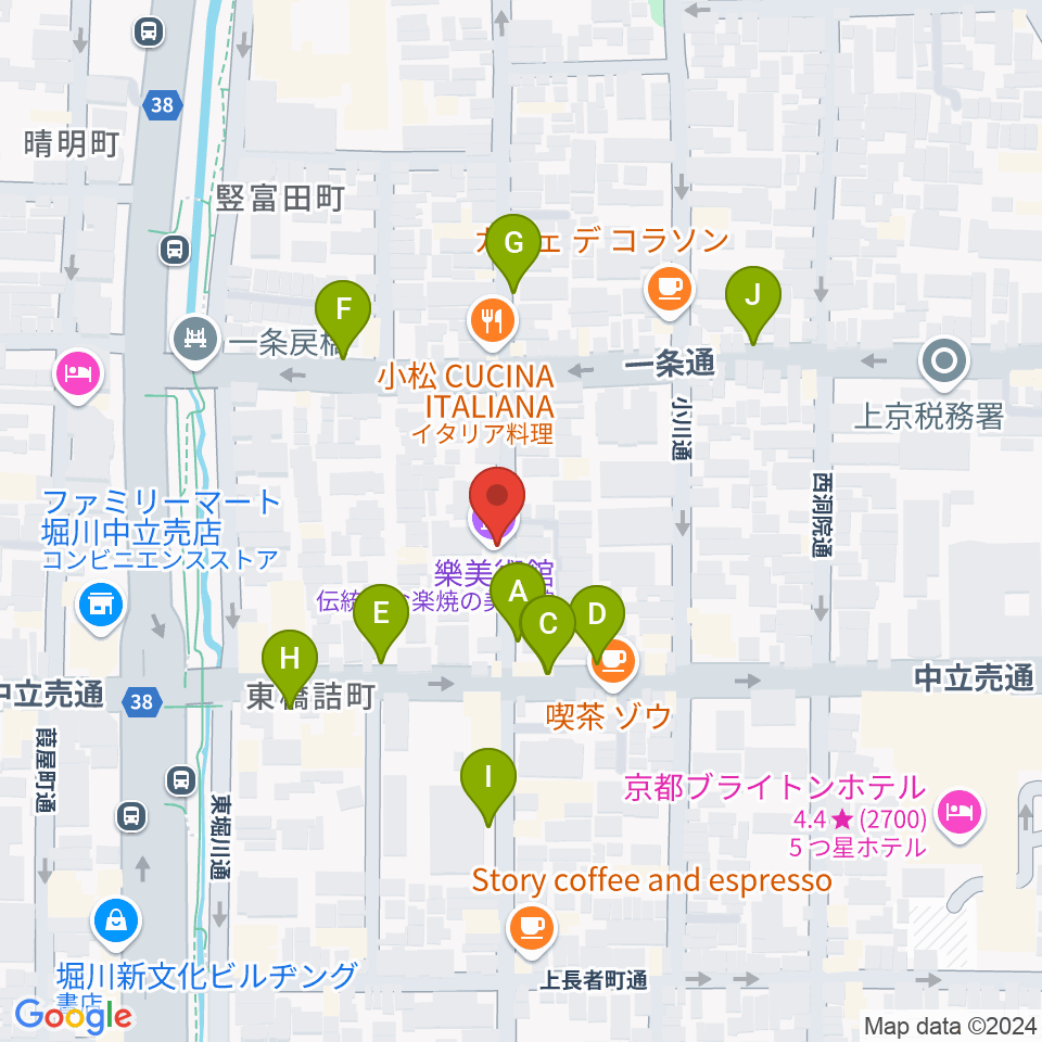 樂美術館周辺の駐車場・コインパーキング一覧地図