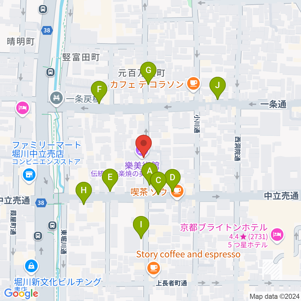 樂美術館周辺の駐車場・コインパーキング一覧地図