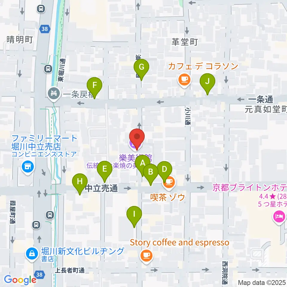 樂美術館周辺の駐車場・コインパーキング一覧地図