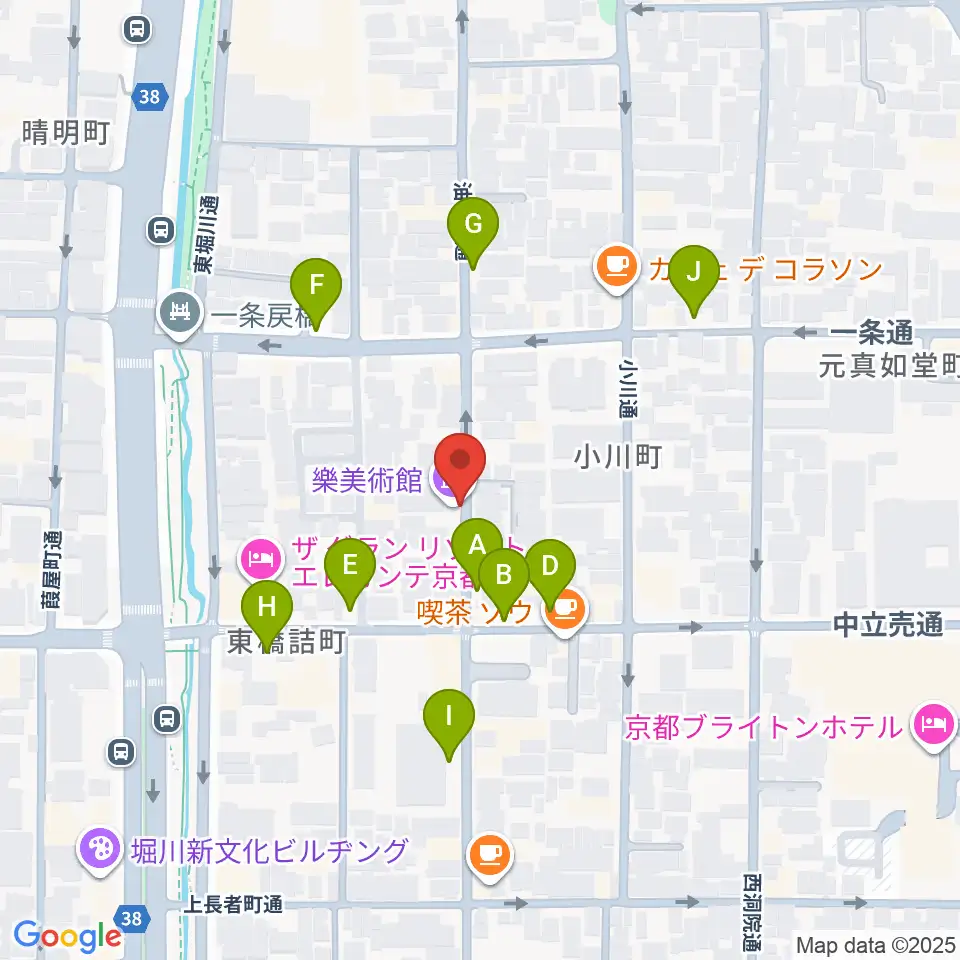 樂美術館周辺の駐車場・コインパーキング一覧地図