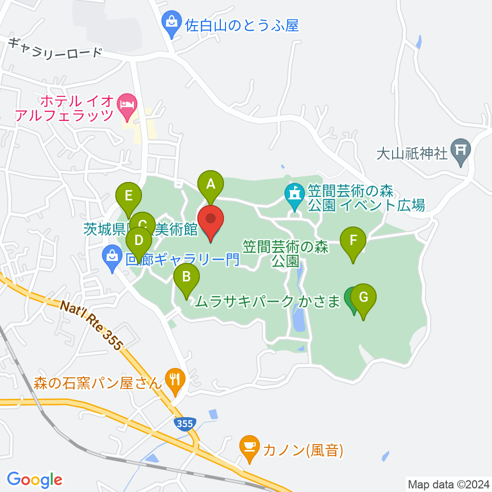 茨城県陶芸美術館周辺の駐車場・コインパーキング一覧地図