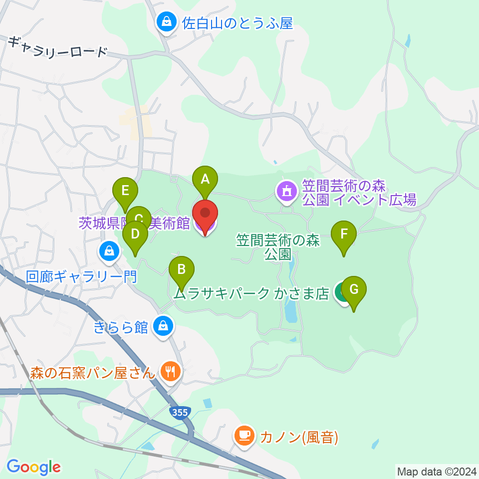 茨城県陶芸美術館周辺の駐車場・コインパーキング一覧地図