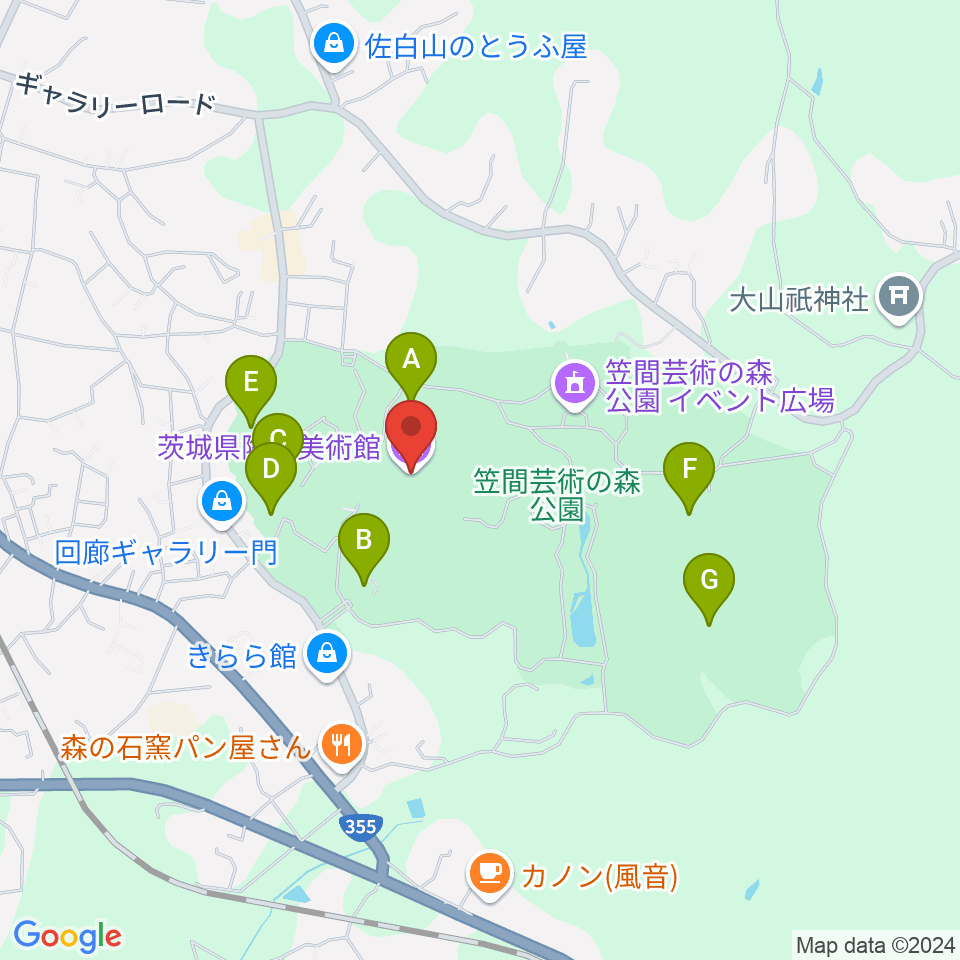 茨城県陶芸美術館周辺の駐車場・コインパーキング一覧地図