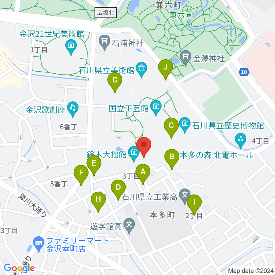 鈴木大拙館周辺の駐車場・コインパーキング一覧地図