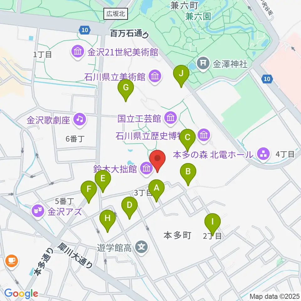 鈴木大拙館周辺の駐車場・コインパーキング一覧地図