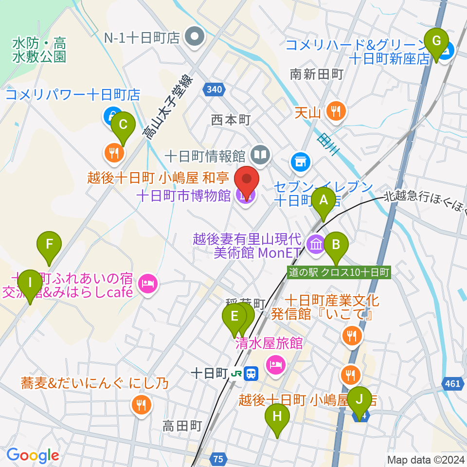 十日町市博物館周辺の駐車場・コインパーキング一覧地図