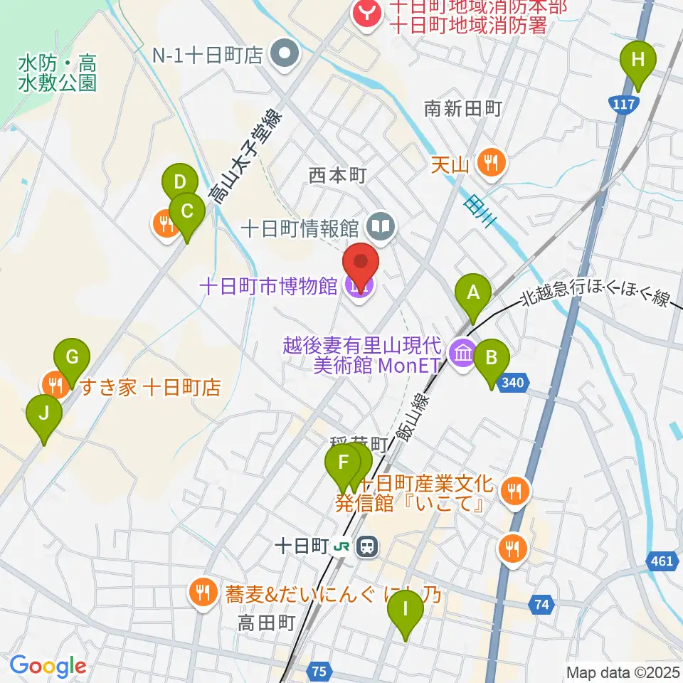 十日町市博物館周辺の駐車場・コインパーキング一覧地図