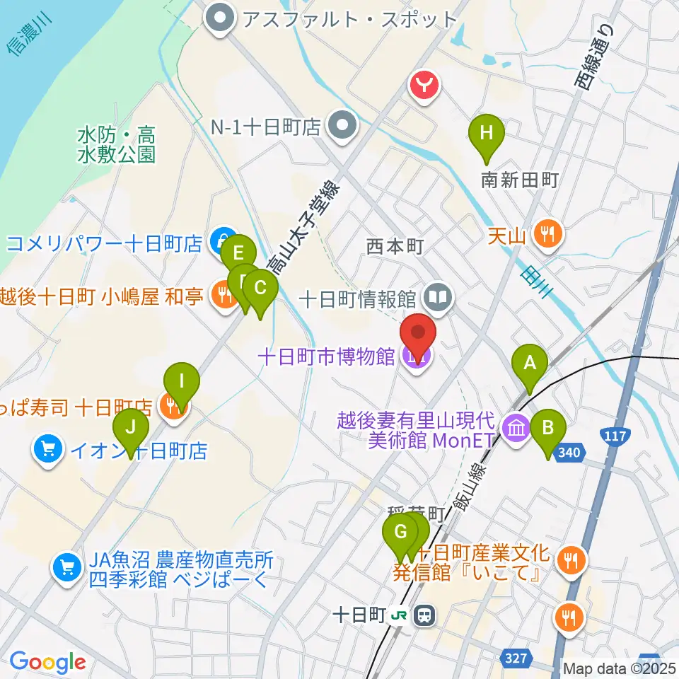 十日町市博物館周辺の駐車場・コインパーキング一覧地図