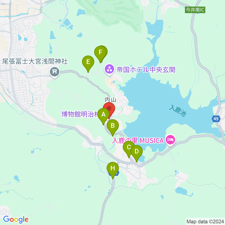 博物館明治村周辺の駐車場・コインパーキング一覧地図