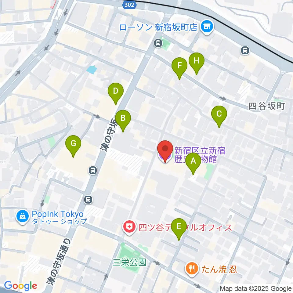 新宿歴史博物館周辺の駐車場・コインパーキング一覧地図