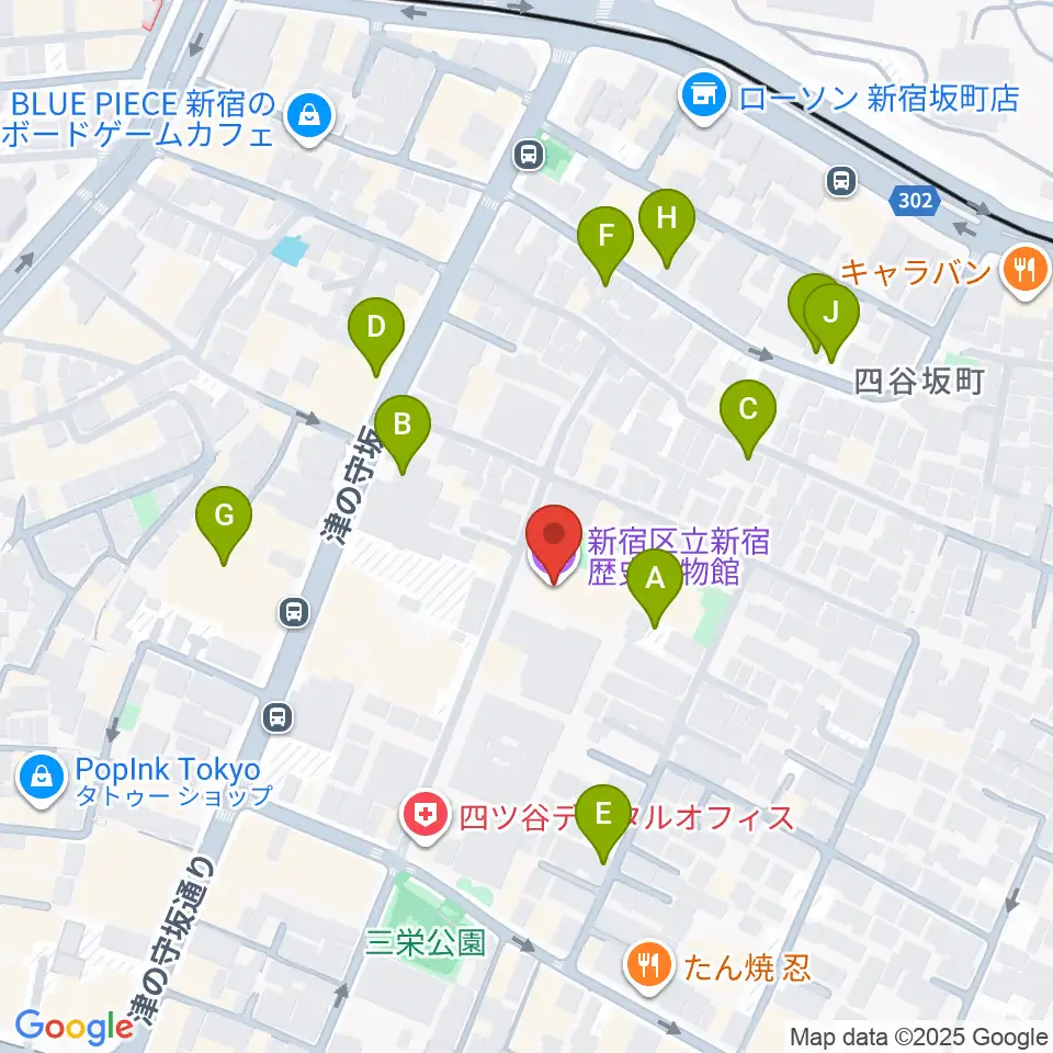 新宿歴史博物館周辺の駐車場・コインパーキング一覧地図