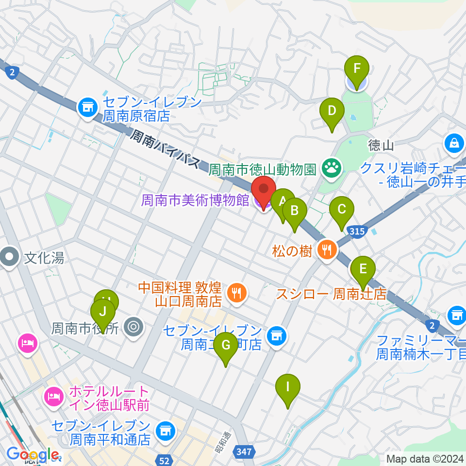 周南市美術博物館周辺の駐車場・コインパーキング一覧地図