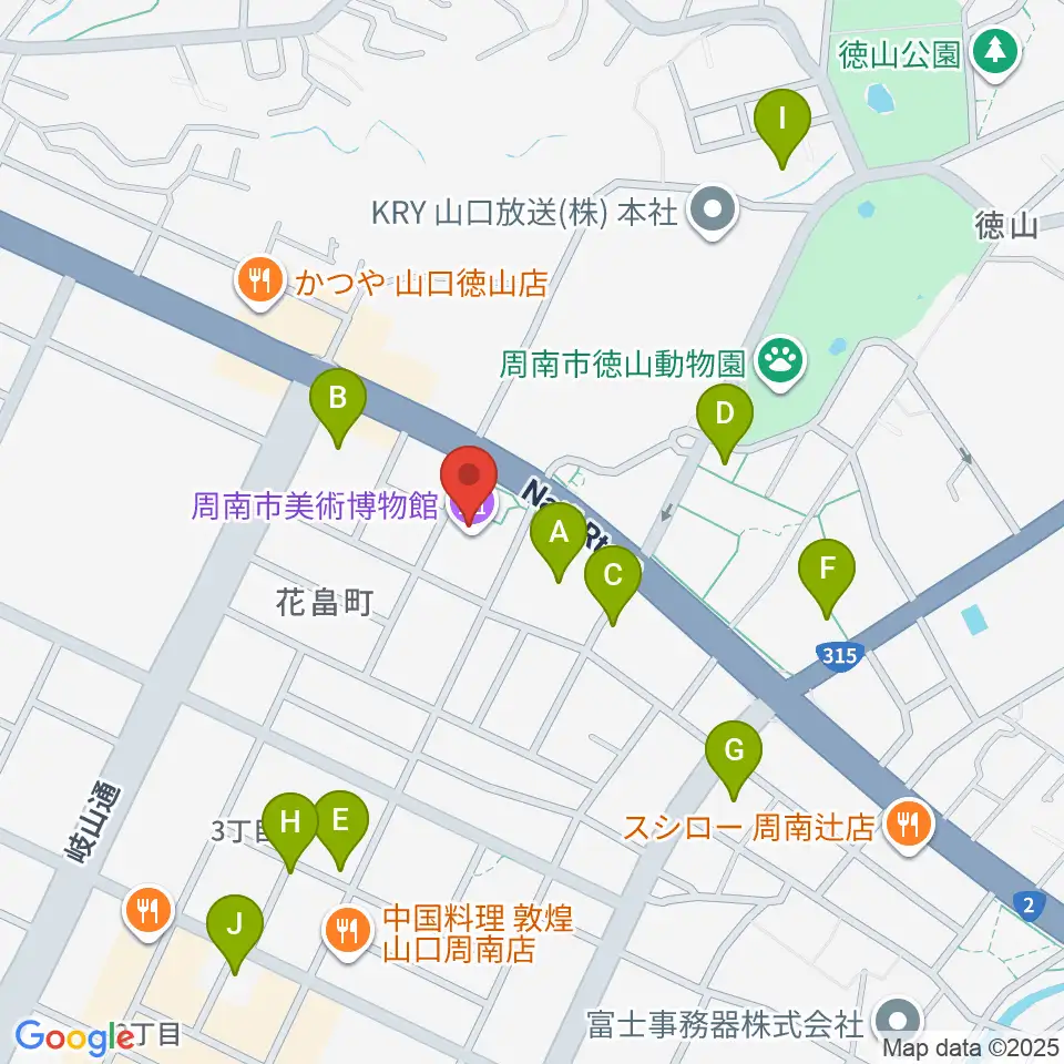 周南市美術博物館周辺の駐車場・コインパーキング一覧地図