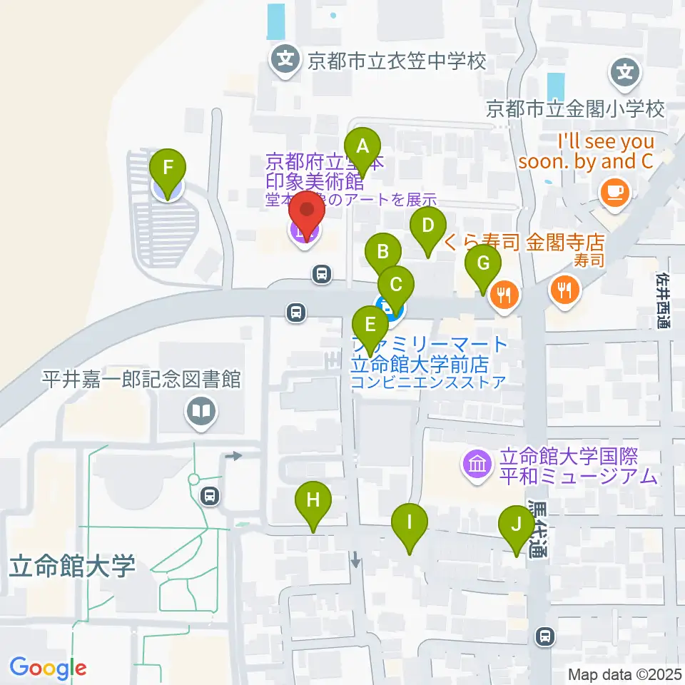 堂本印象美術館周辺の駐車場・コインパーキング一覧地図