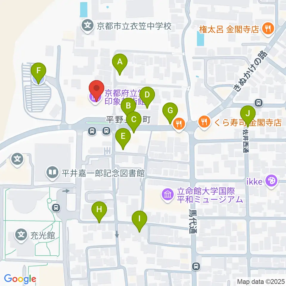 堂本印象美術館周辺の駐車場・コインパーキング一覧地図