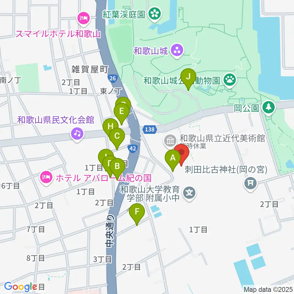 和歌山県立博物館周辺の駐車場・コインパーキング一覧地図
