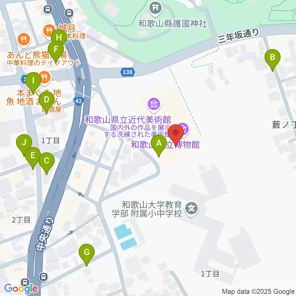 和歌山県立博物館周辺の駐車場・コインパーキング一覧地図