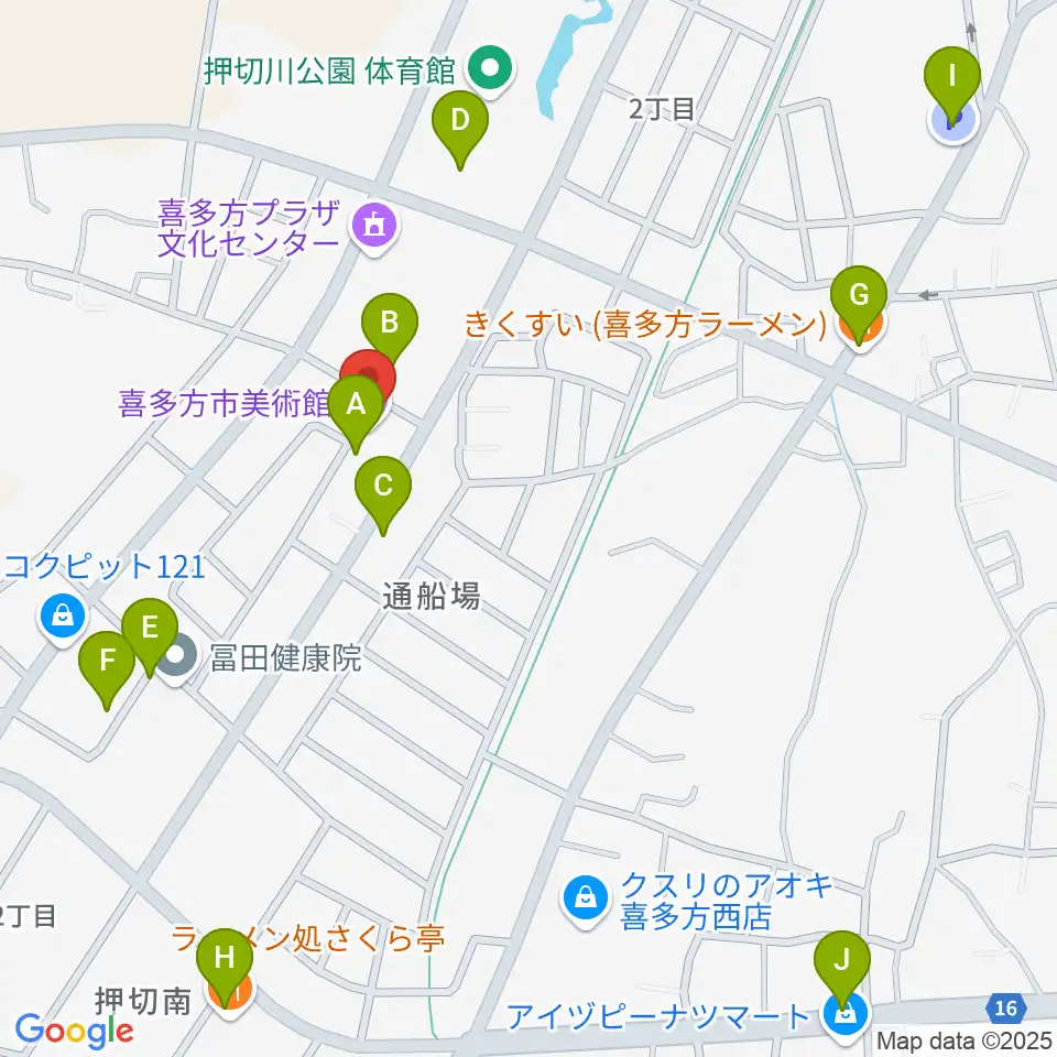 喜多方市美術館周辺の駐車場・コインパーキング一覧地図