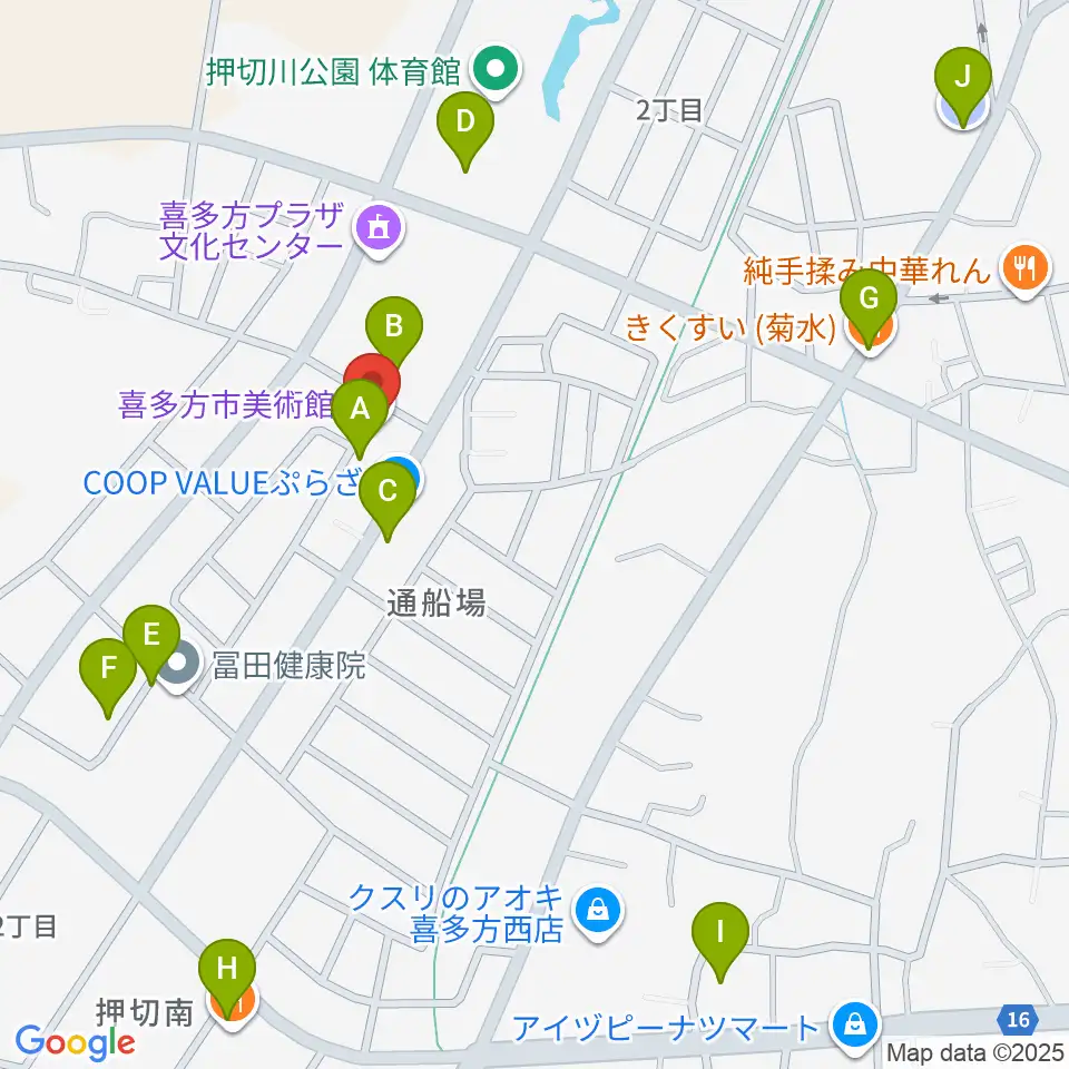 喜多方市美術館周辺の駐車場・コインパーキング一覧地図
