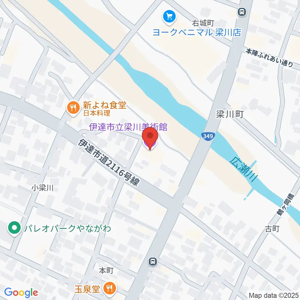 伊達市梁川美術館周辺の駐車場・コインパーキング一覧地図