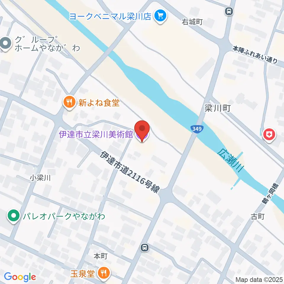 伊達市梁川美術館周辺の駐車場・コインパーキング一覧地図