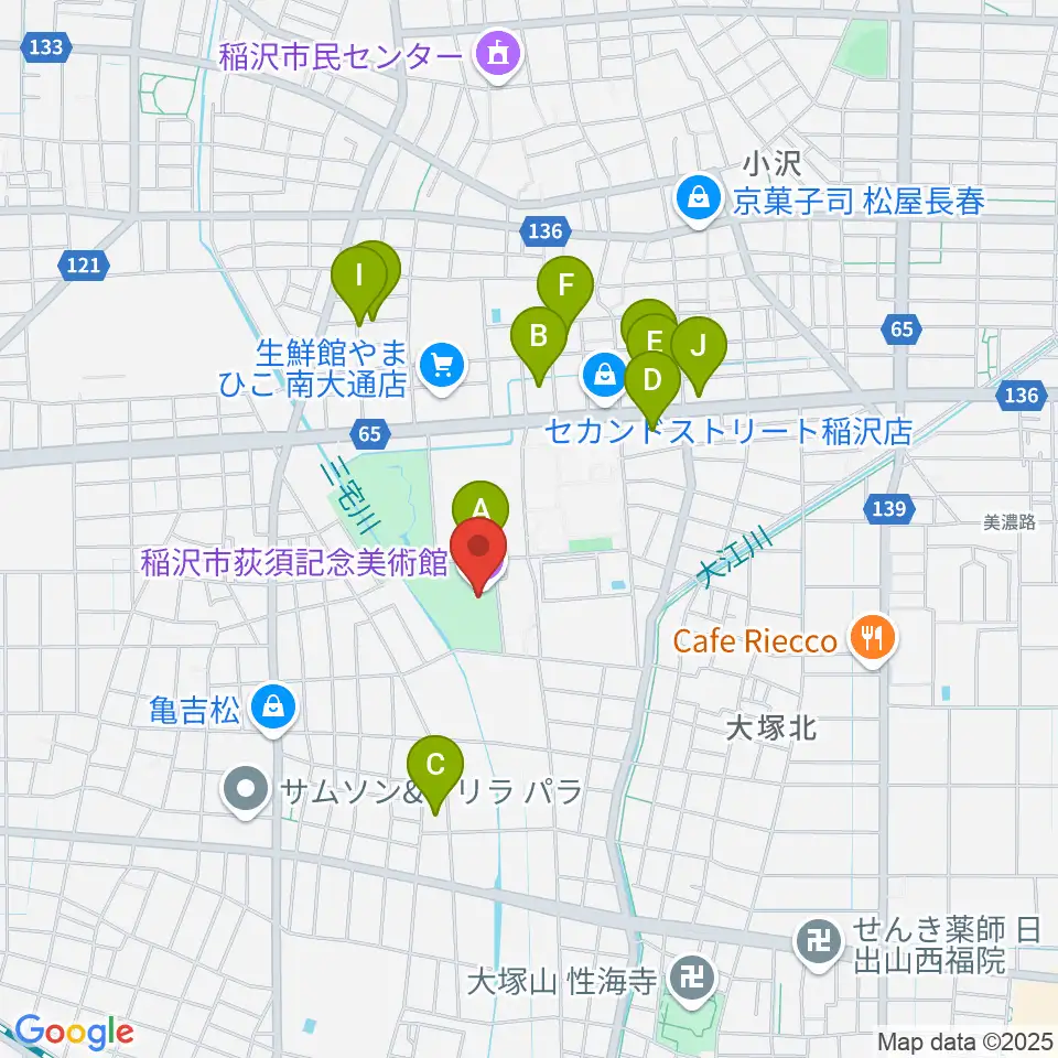 稲沢市荻須記念美術館周辺の駐車場・コインパーキング一覧地図