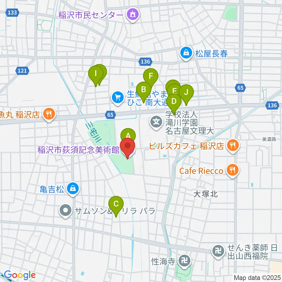 稲沢市荻須記念美術館周辺の駐車場・コインパーキング一覧地図