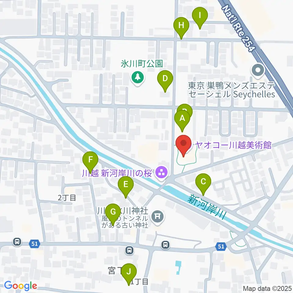 ヤオコー川越美術館(三栖右嗣記念館)周辺の駐車場・コインパーキング一覧地図