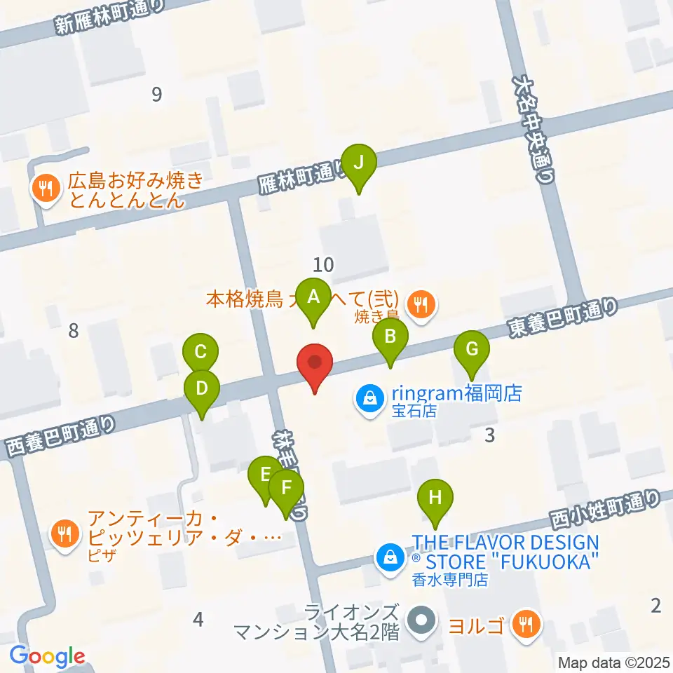 福岡大名ライブハウス秘密周辺の駐車場・コインパーキング一覧地図