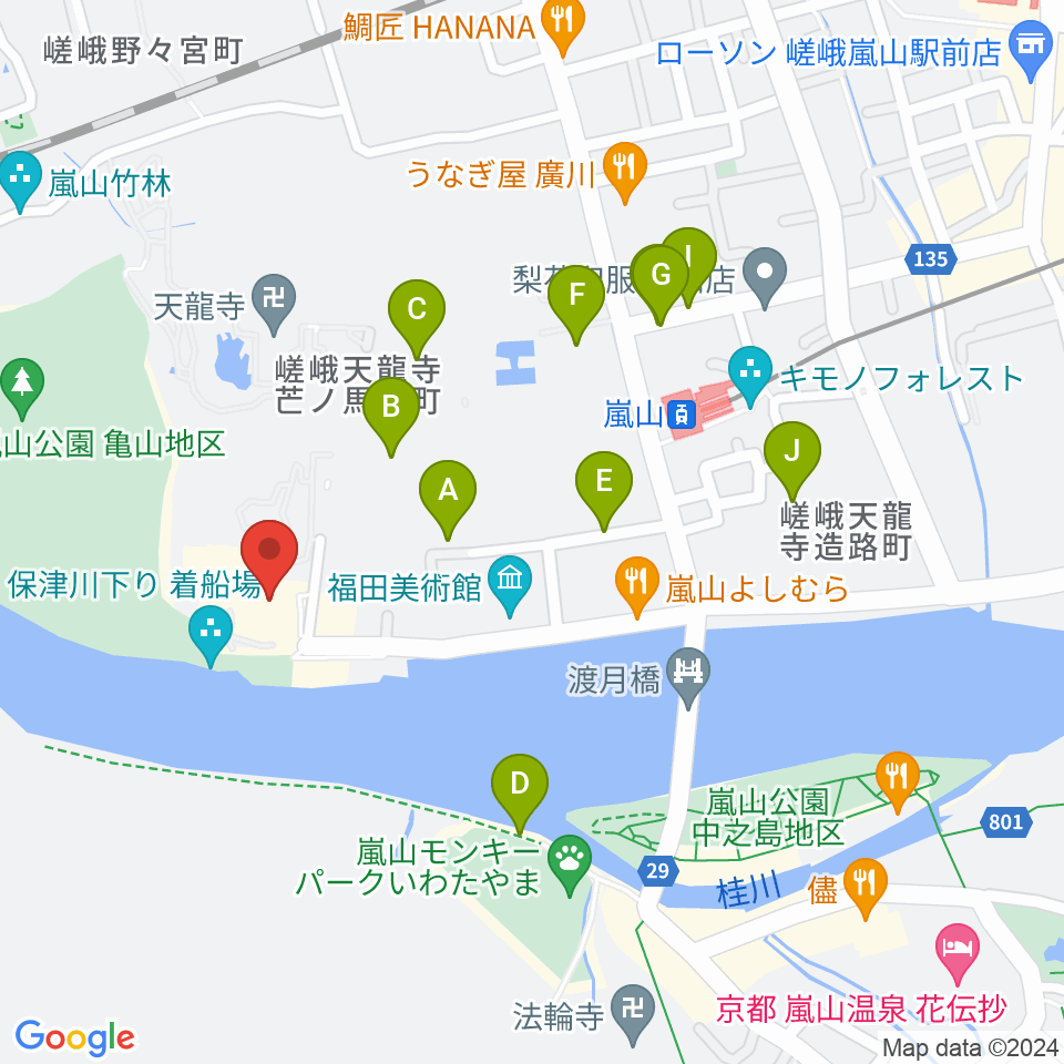 嵯峨嵐山文華館周辺の駐車場・コインパーキング一覧地図