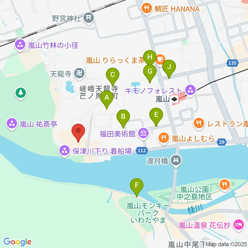 嵯峨嵐山文華館周辺の駐車場・コインパーキング一覧地図