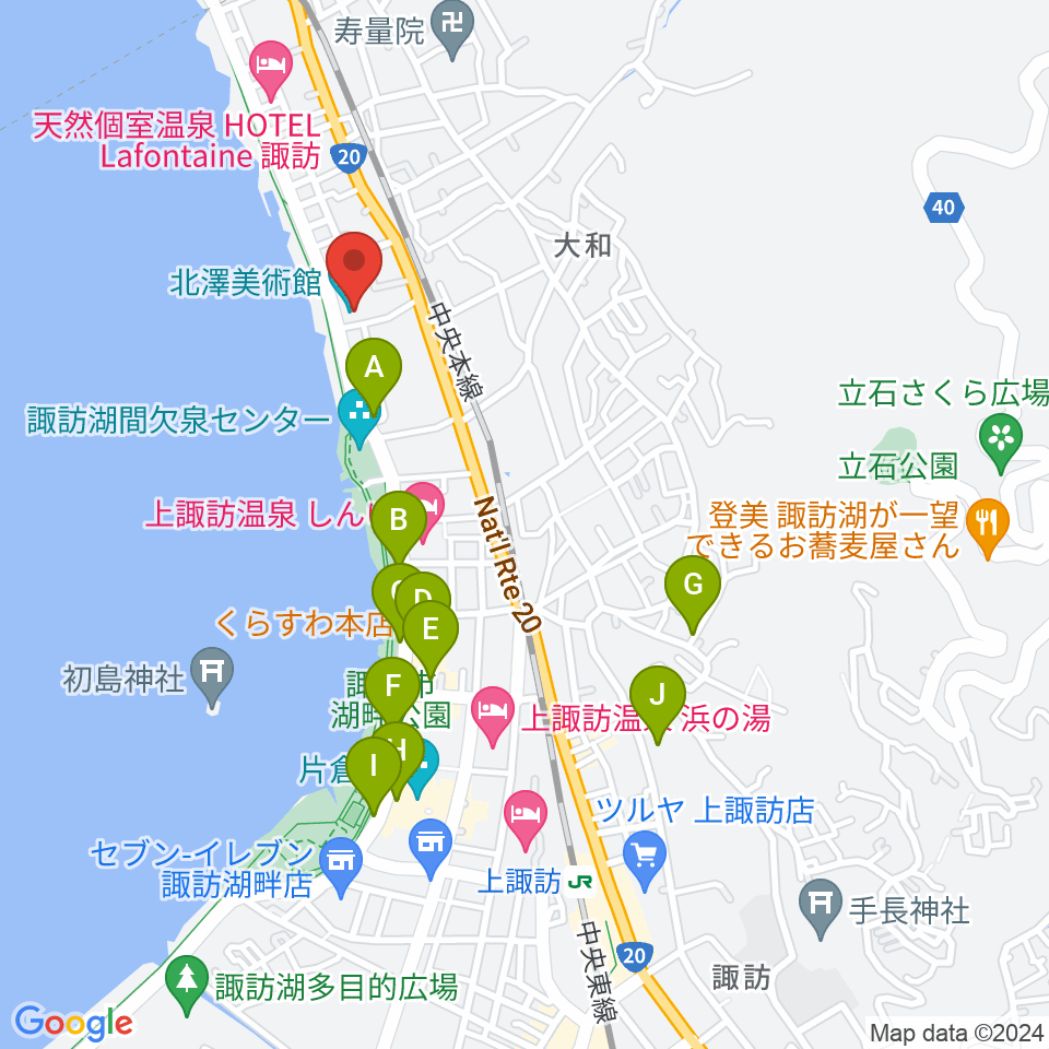 北澤美術館周辺の駐車場・コインパーキング一覧地図