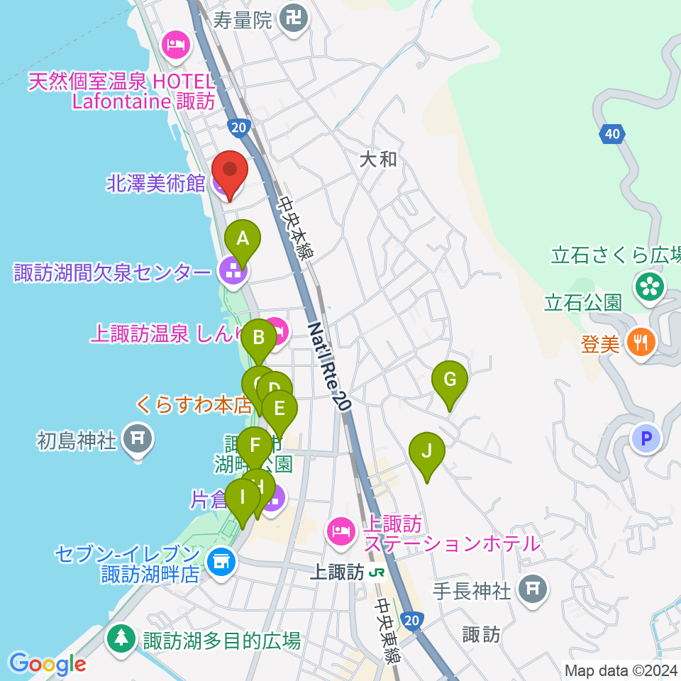 北澤美術館周辺の駐車場・コインパーキング一覧地図