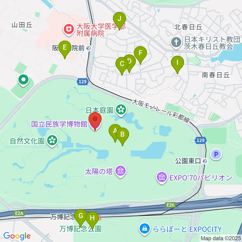 国立民族学博物館周辺の駐車場・コインパーキング一覧地図