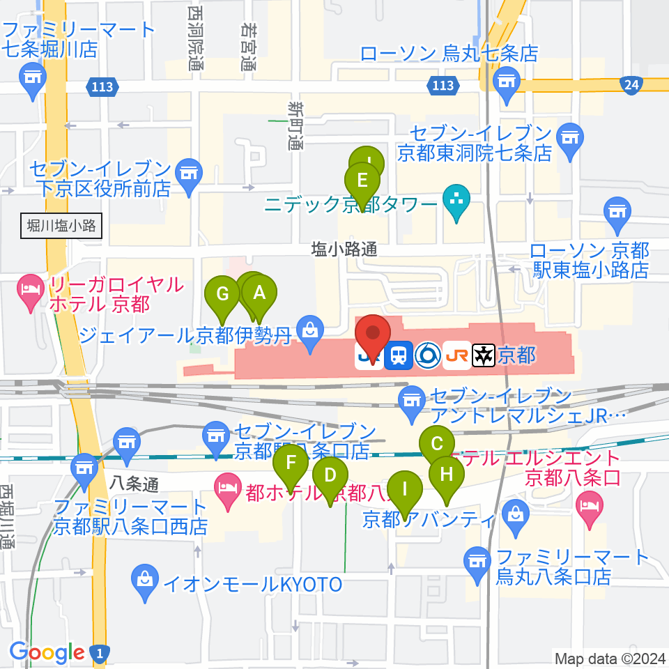 美術館「えき」KYOTO周辺の駐車場・コインパーキング一覧地図